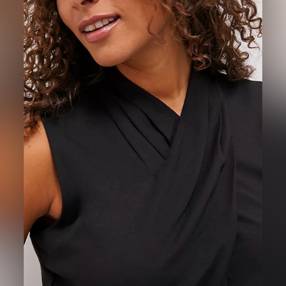 EUC Anthropologie Viola Draped Black Sleeveless Wrapped Shawl Neck Top Size XSP - Picture 3 of 15